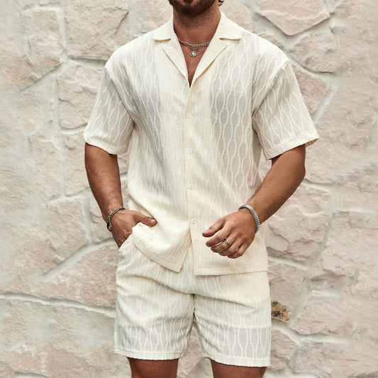 Men's Loose Short Sleeve Shirt Shorts Casual Suit