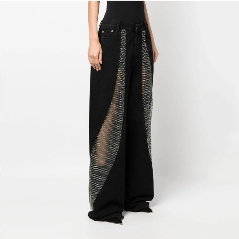 Hollow Stitching Wide-leg Trousers For Women